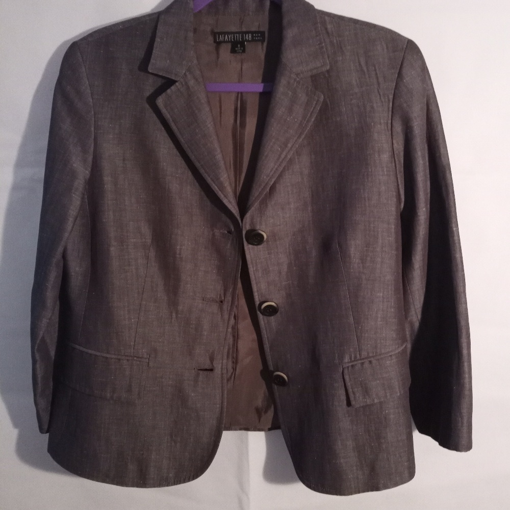 Lafayette 148 New York Virgin Wool Brown Blazer